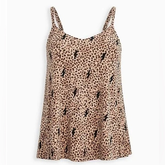 TORRID WOMEN’S SWING CAMI TOP LIGHTENING BOLTS LEOPARD PRINT SIZE 2X - Picture 4 of 7